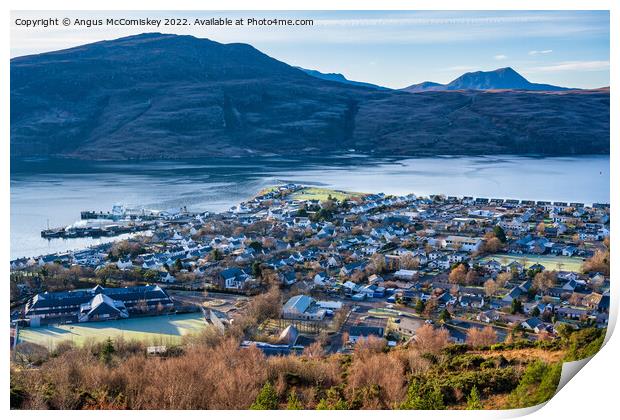 Looking down on Ullapool from Ullapool Hill Print by Angus McComiskey