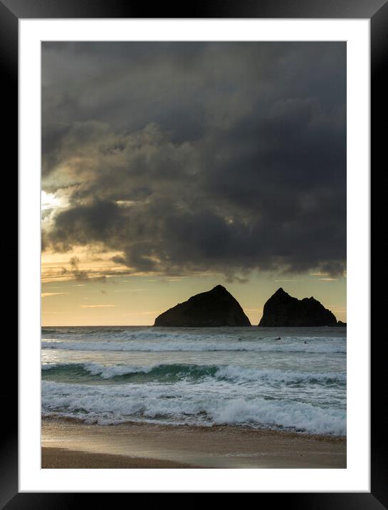 sunset at holywell bay, newquay UK Framed Mounted Print by chris smith