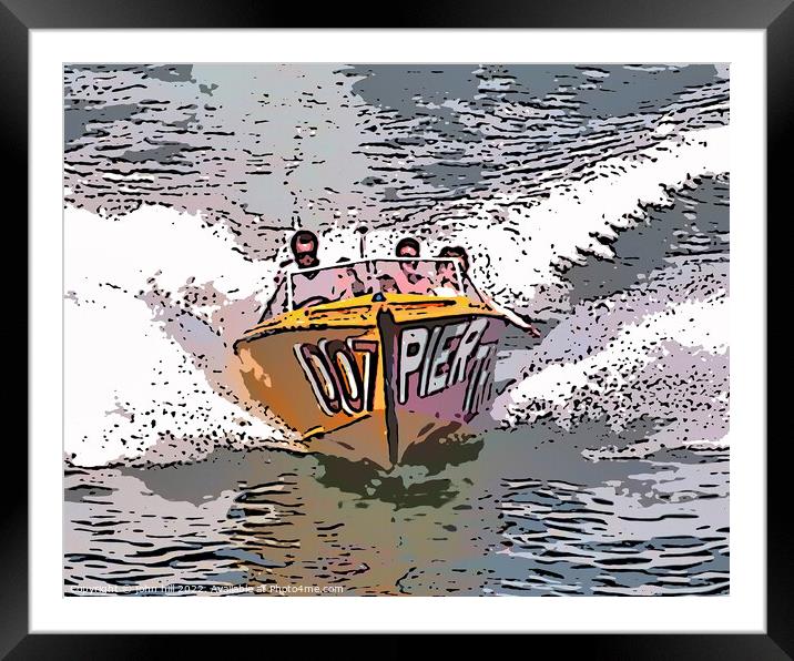 Speedboat (illustration) Framed Mounted Print by john hill