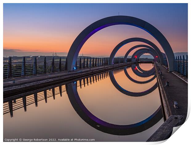 Reflections of Falkirk Wheel Print by George Robertson
