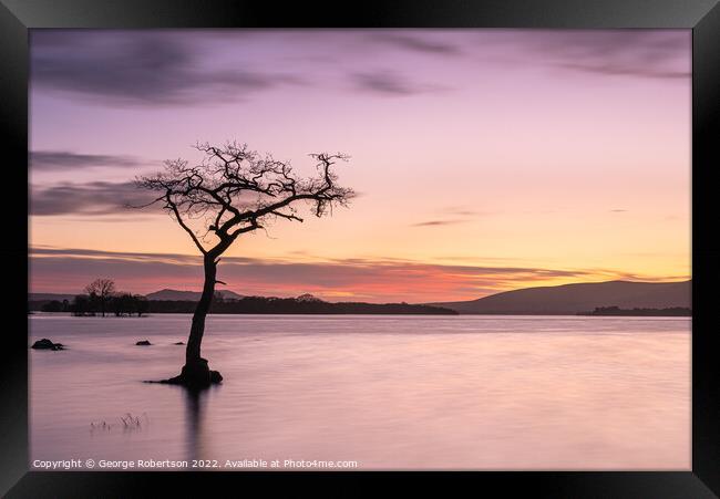 Sunset at Milarrochy Bay, Loch Lomond, Scotland Framed Print by George Robertson