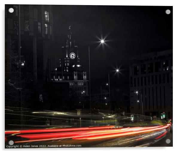 Night City Liverpool Acrylic by Helen Jones