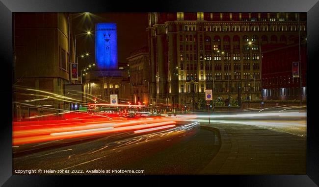 Liverpool city lights  Framed Print by Helen Jones