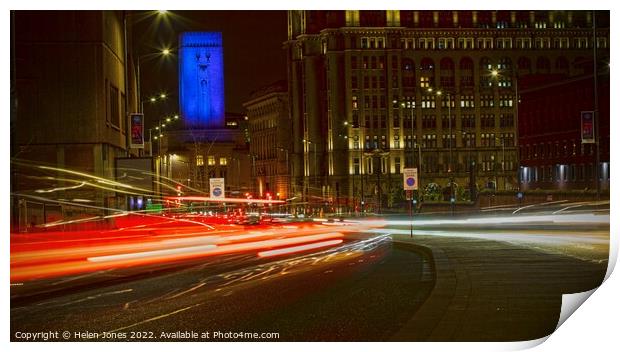 Liverpool city lights  Print by Helen Jones