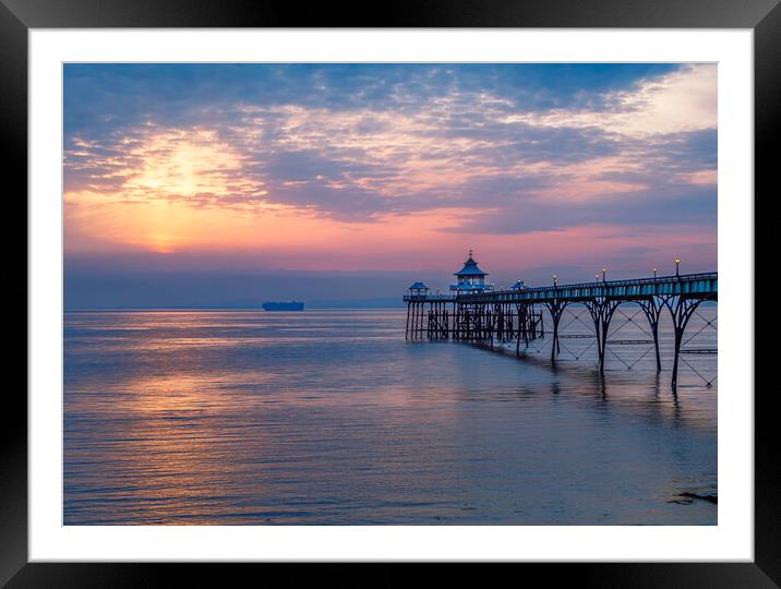 Clevedon Pier with vessel heading to Bristol docks Framed Mounted Print by Rory Hailes