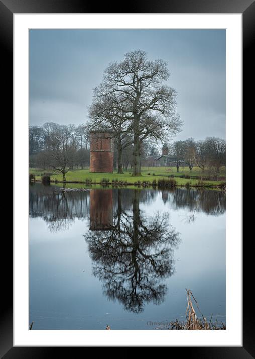 Reflections Dalswinton gardens   Framed Mounted Print by christian maltby