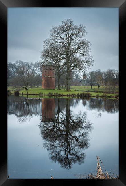 Reflections Dalswinton gardens   Framed Print by christian maltby