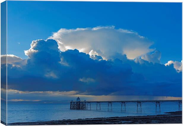 Clevedon Pier with cumulus cloud Canvas Print by Rory Hailes