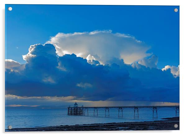 Clevedon Pier with cumulus cloud Acrylic by Rory Hailes