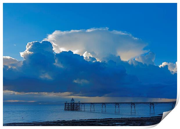 Clevedon Pier with cumulus cloud Print by Rory Hailes