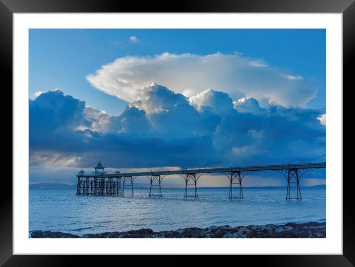 Clevedon Pier with large cumulus cloud Framed Mounted Print by Rory Hailes