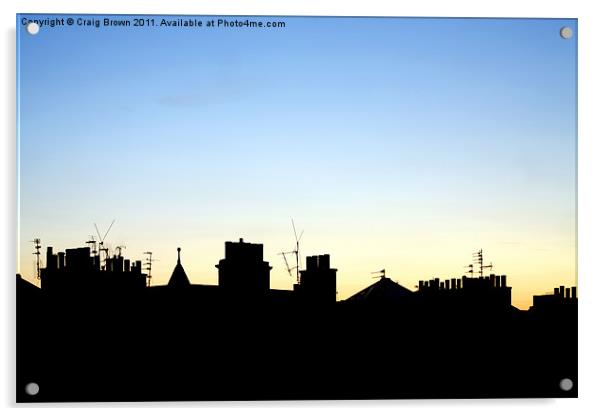 Silhouetted Rooftops at Dusk Acrylic by Craig Brown