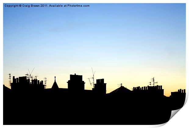 Silhouetted Rooftops at Dusk Print by Craig Brown