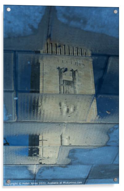 Liverpool Mersey Tunnel Art Deco air vent reflection in puddle  Acrylic by Helen Jones