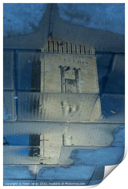 Liverpool Mersey Tunnel Art Deco air vent reflection in puddle  Print by Helen Jones