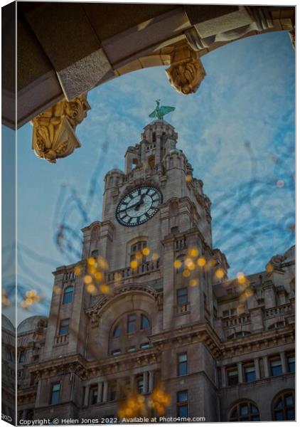 Liver Building Liverpool from George's Dock gate Canvas Print by Helen Jones
