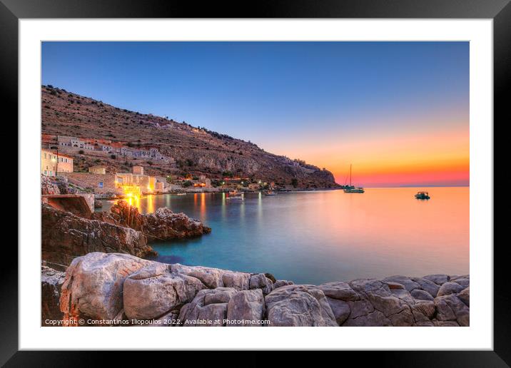Sunset in Limeni, Greece  Framed Mounted Print by Constantinos Iliopoulos
