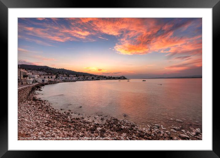 Sunset in Spetses island, Greece Framed Mounted Print by Constantinos Iliopoulos