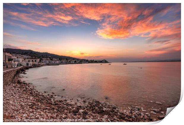 Sunset in Spetses island, Greece Print by Constantinos Iliopoulos