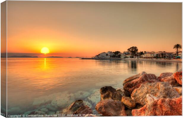 Sunrise in Spetses island, Greece Canvas Print by Constantinos Iliopoulos