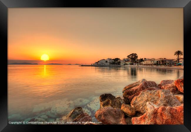 Sunrise in Spetses island, Greece Framed Print by Constantinos Iliopoulos