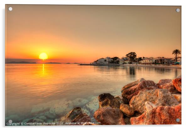 Sunrise in Spetses island, Greece Acrylic by Constantinos Iliopoulos