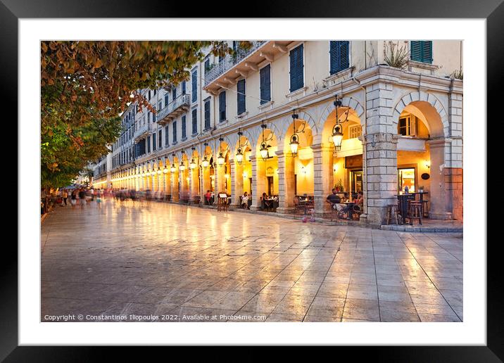 Liston square of Corfu, Greece Framed Mounted Print by Constantinos Iliopoulos