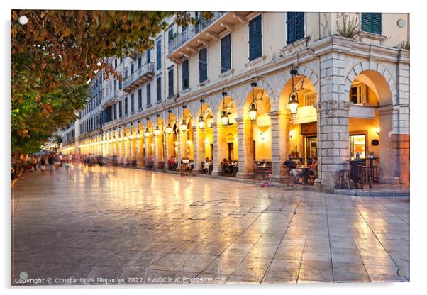 Liston square of Corfu, Greece Acrylic by Constantinos Iliopoulos