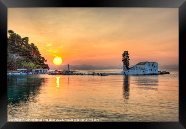 The sunrise in Panagia Vlacherna at Corfu, Greece Framed Print by Constantinos Iliopoulos
