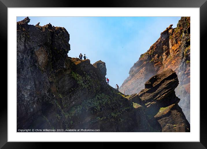 people on the pico arieiro on madeira island Framed Mounted Print by Chris Willemsen
