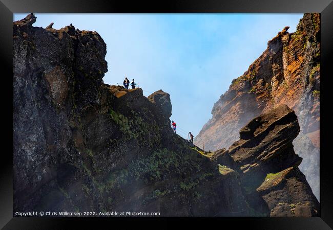 people on the pico arieiro on madeira island Framed Print by Chris Willemsen