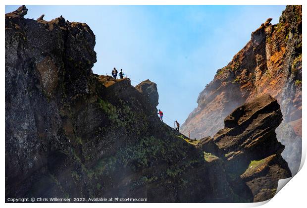 people on the pico arieiro on madeira island Print by Chris Willemsen