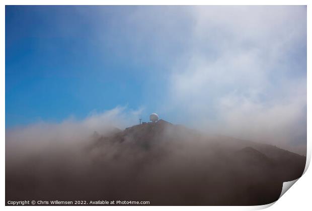 Radarstation on the mountain Pico Arieiro, Print by Chris Willemsen