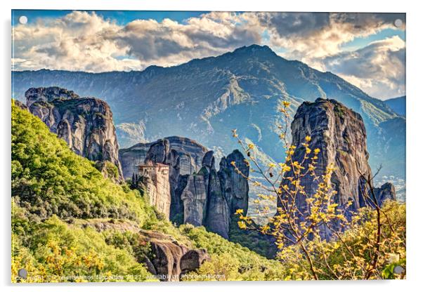 The Roussanou Monastery in the Meteora, Greece Acrylic by Constantinos Iliopoulos