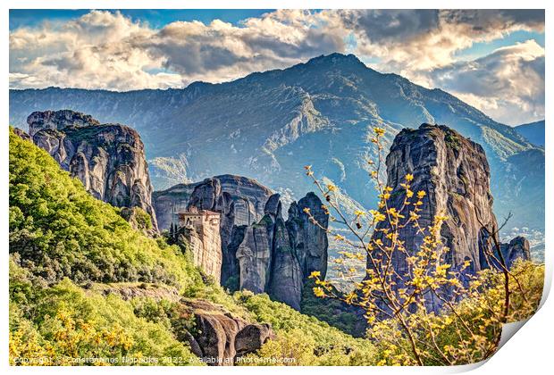The Roussanou Monastery in the Meteora, Greece Print by Constantinos Iliopoulos