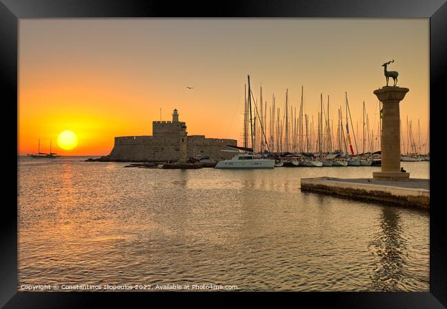 The sunrise at the old port of Rhodes, Greece Framed Print by Constantinos Iliopoulos