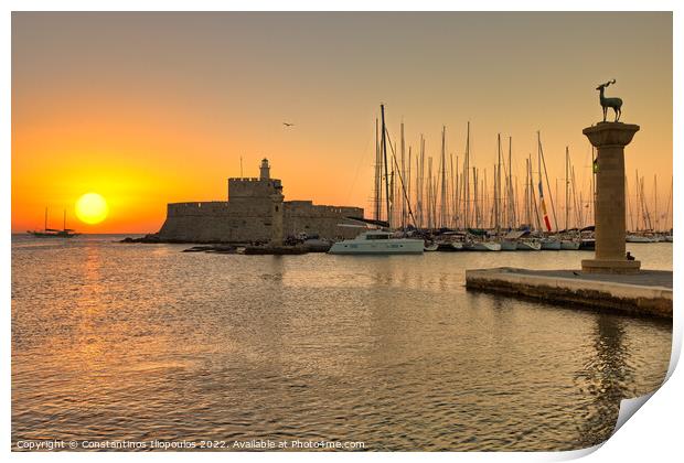 The sunrise at the old port of Rhodes, Greece Print by Constantinos Iliopoulos
