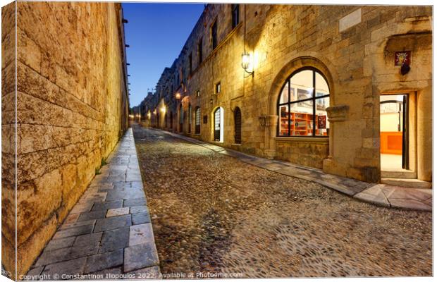 The Street of the Knights in Rhodes, Greece Canvas Print by Constantinos Iliopoulos