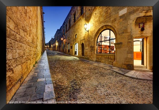 The Street of the Knights in Rhodes, Greece Framed Print by Constantinos Iliopoulos