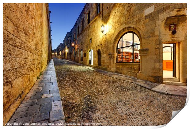 The Street of the Knights in Rhodes, Greece Print by Constantinos Iliopoulos
