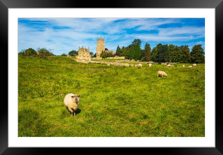 Church St James across meadow in Chipping Campden Framed Mounted Print by Steve Heap