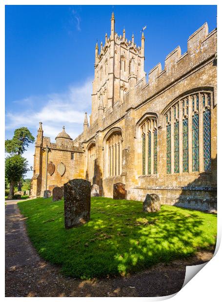 Church and graveyard in Chipping Campden Print by Steve Heap