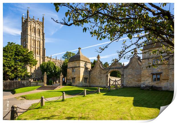 Church and gateway in Chipping Campden Print by Steve Heap