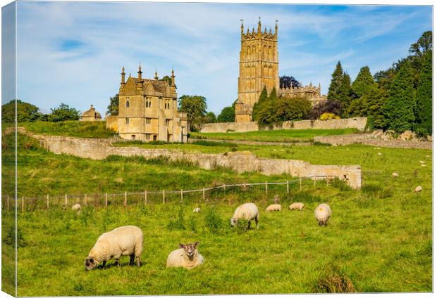 Church St James across meadow in Chipping Campden Canvas Print by Steve Heap