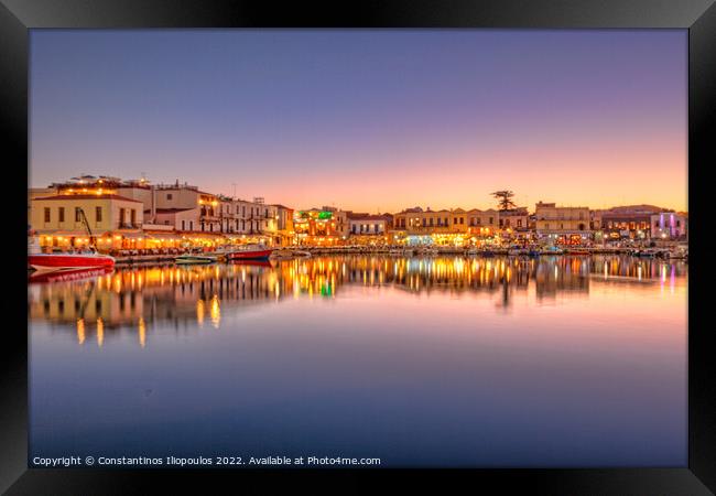 The Sunset at Rethymno in Crete, Greece Framed Print by Constantinos Iliopoulos