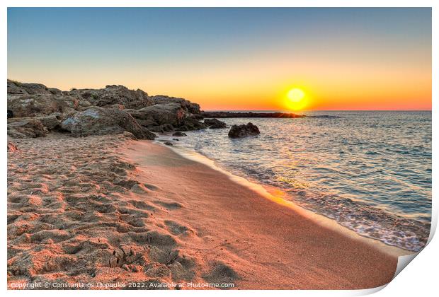 Sunset at Falassarna in Crete, Greece Print by Constantinos Iliopoulos