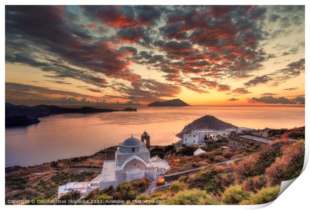 The sunset from the castle of Plaka in Milos, Greece Print by Constantinos Iliopoulos