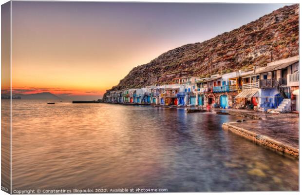 Sunset at Klima in Milos, Greece Canvas Print by Constantinos Iliopoulos