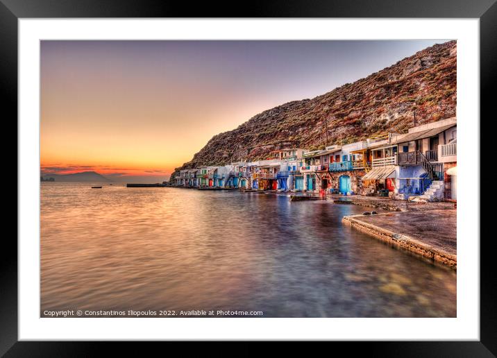 Sunset at Klima in Milos, Greece Framed Mounted Print by Constantinos Iliopoulos