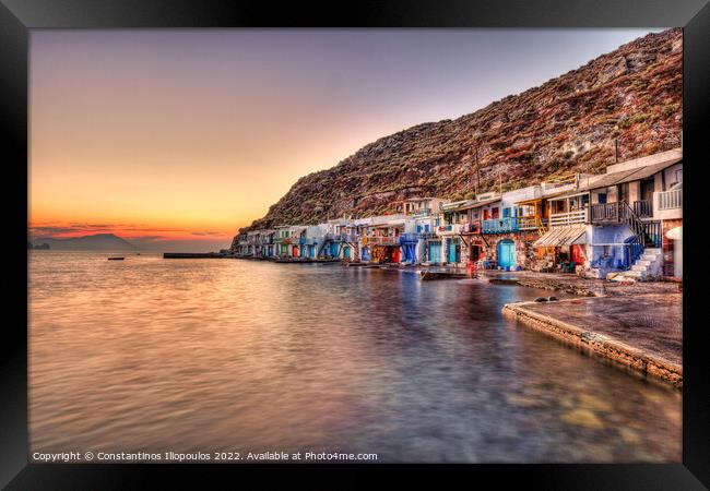 Sunset at Klima in Milos, Greece Framed Print by Constantinos Iliopoulos